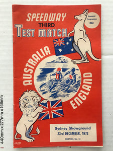 1972 Sydney Test Match programme