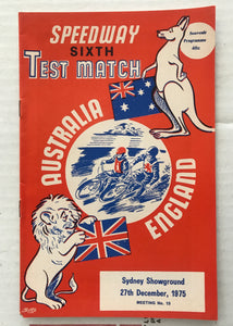 Sydney Showground Souvenir Programme - 27th December 1975, Australia VS England